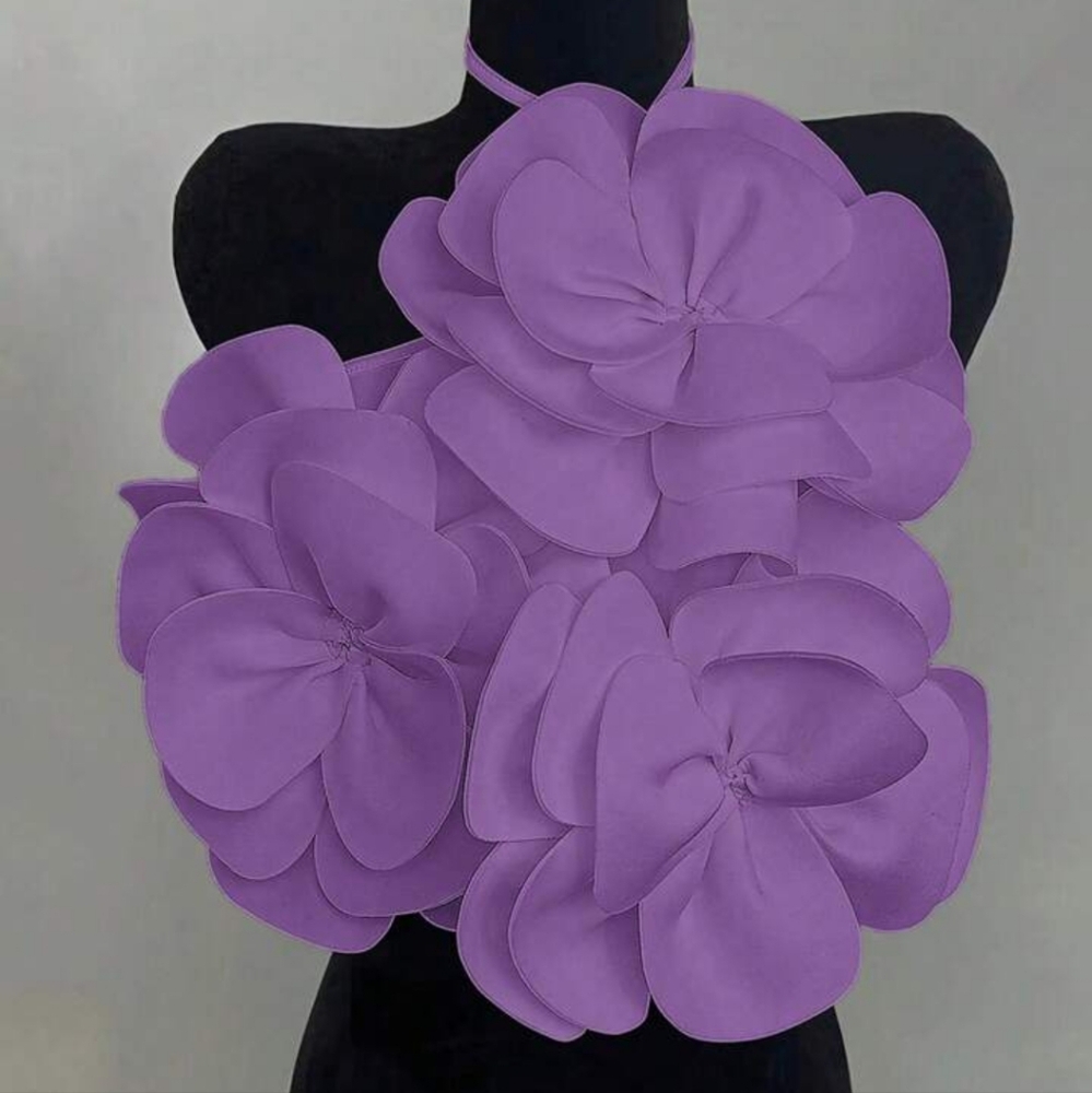 Purple Floral Statement Halter Top